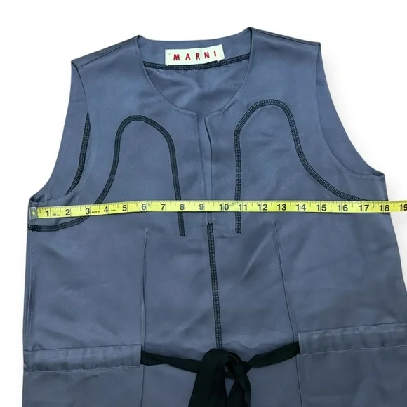 Marni Detailed 2011 Runway Dress Purple Drawstring Size 36 Pockets Midi Shift - Picture 4 of 5